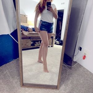 Denim shorts with racing stripe on sides